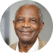 Elderly black man smiling